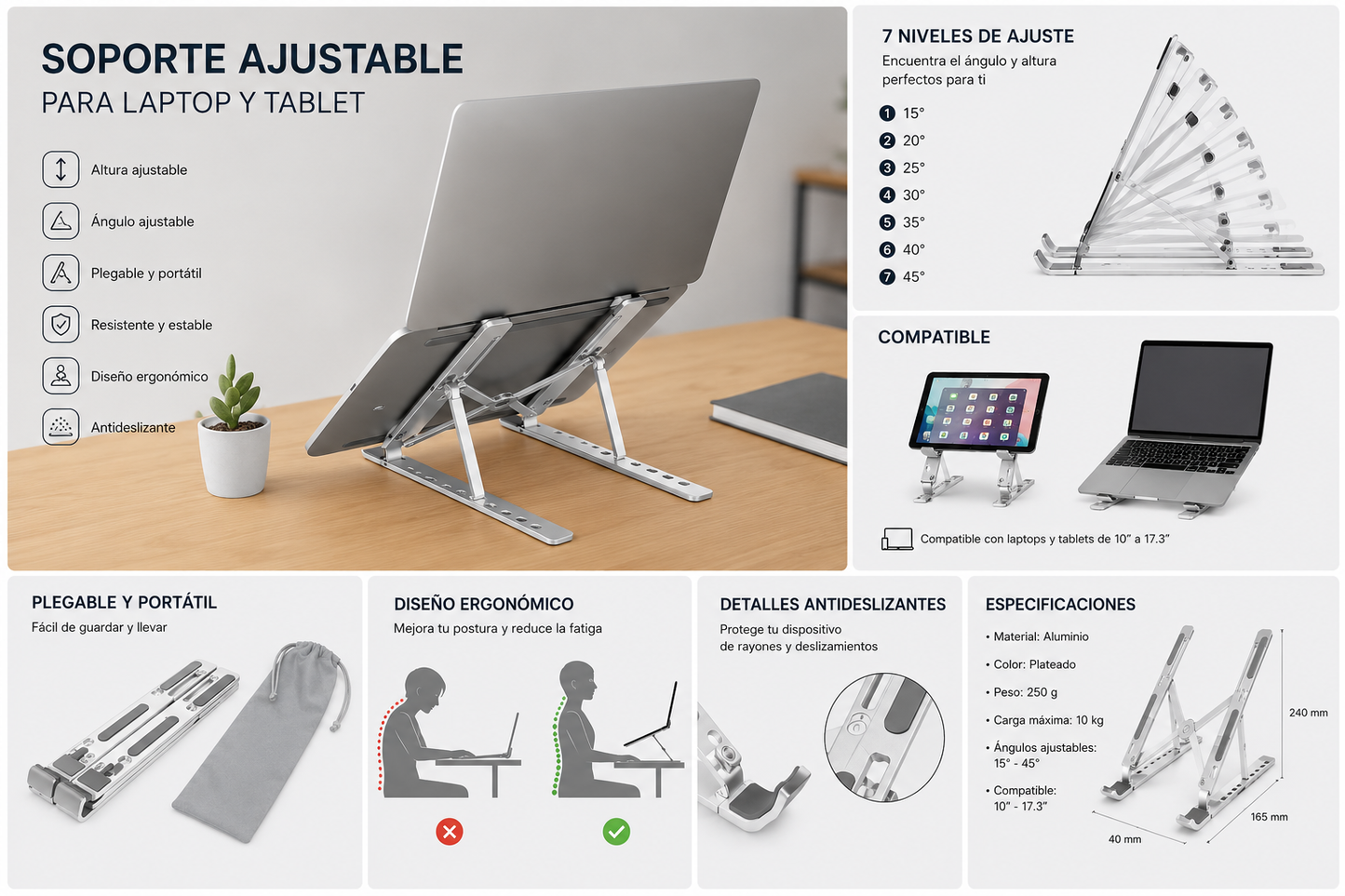 Soporte de Laptop de aluminio