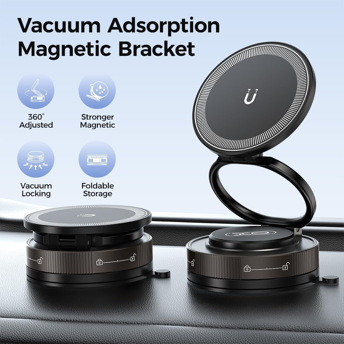 Soporte de teléfono móvil para coche con ventosa de succión mecánica giratoria de 360°, soporte magnético para teléfono, adecuado para iPhone, teléfonos Android, accesorios para automóvil