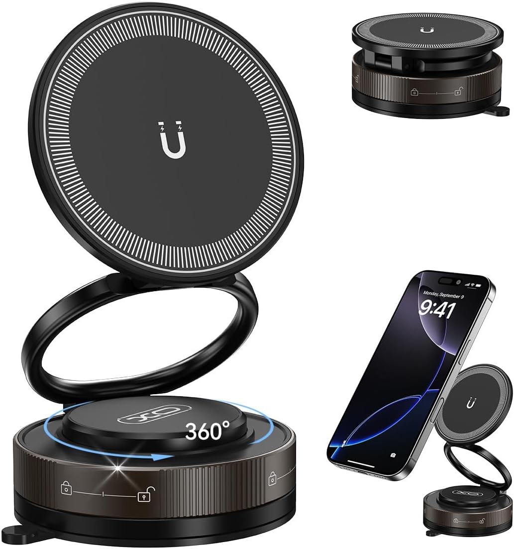 Soporte de teléfono móvil para coche con ventosa de succión mecánica giratoria de 360°, soporte magnético para teléfono, adecuado para iPhone, teléfonos Android, accesorios para automóvil