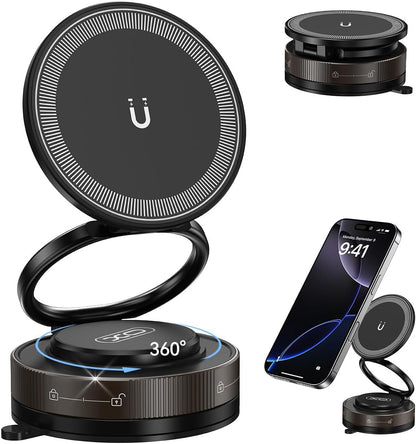Soporte de teléfono móvil para coche con ventosa de succión mecánica giratoria de 360°, soporte magnético para teléfono, adecuado para iPhone, teléfonos Android, accesorios para automóvil